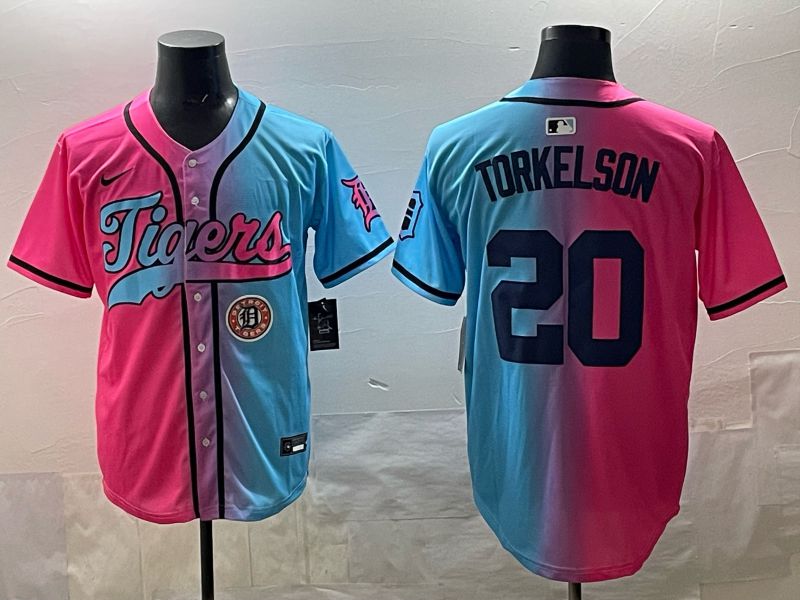 Men 2025 Detroit Tigers #20 Torkelson Blue pink Game Nike MLB Jersey style 07